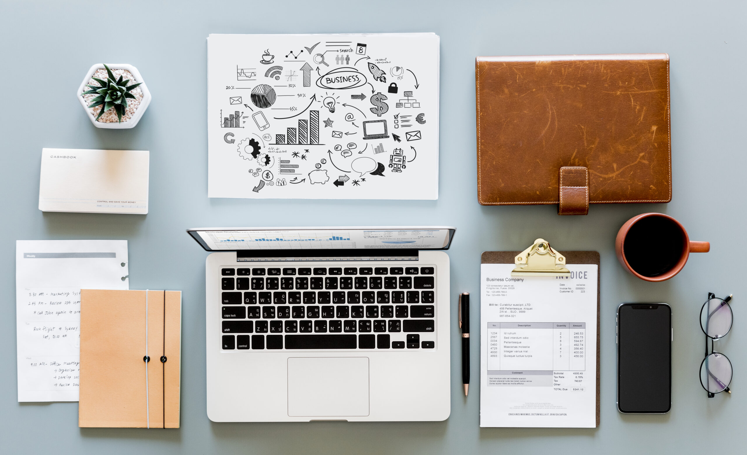 Flat lay of business concept
